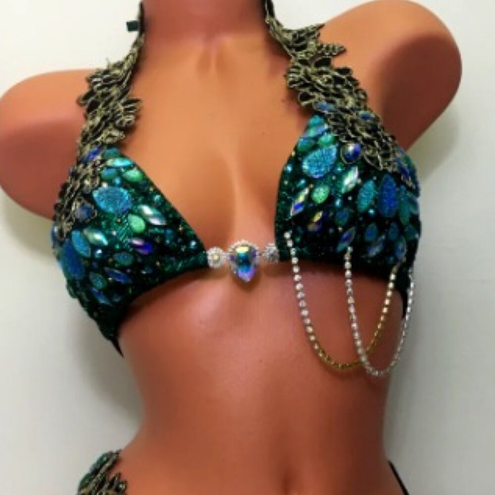 WBFF/FMG Custom Emerald Green Bikini - Competition Suit